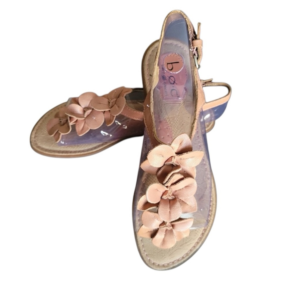 B.O.C Born Out Of Concept leather Blush Pink Nude Floral Flat Sandals Size 39/8 - Picture 4 of 16